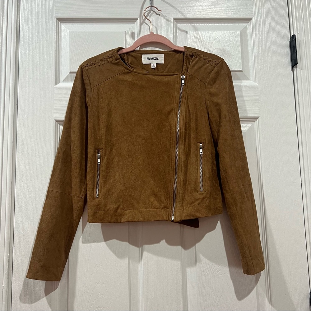 BB Dakota Faux Suede Feel Moto Jacket Size Small Western Detail